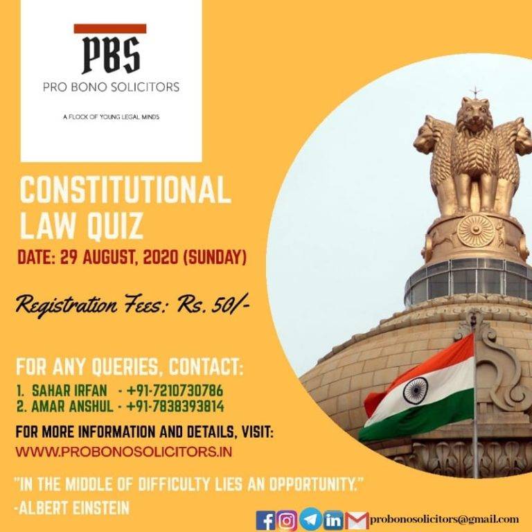 NATIONAL ONLINE QUIZ COMPETITION ON CONSTITUTIONAL LAW BY PRO BONO SOLICITORS