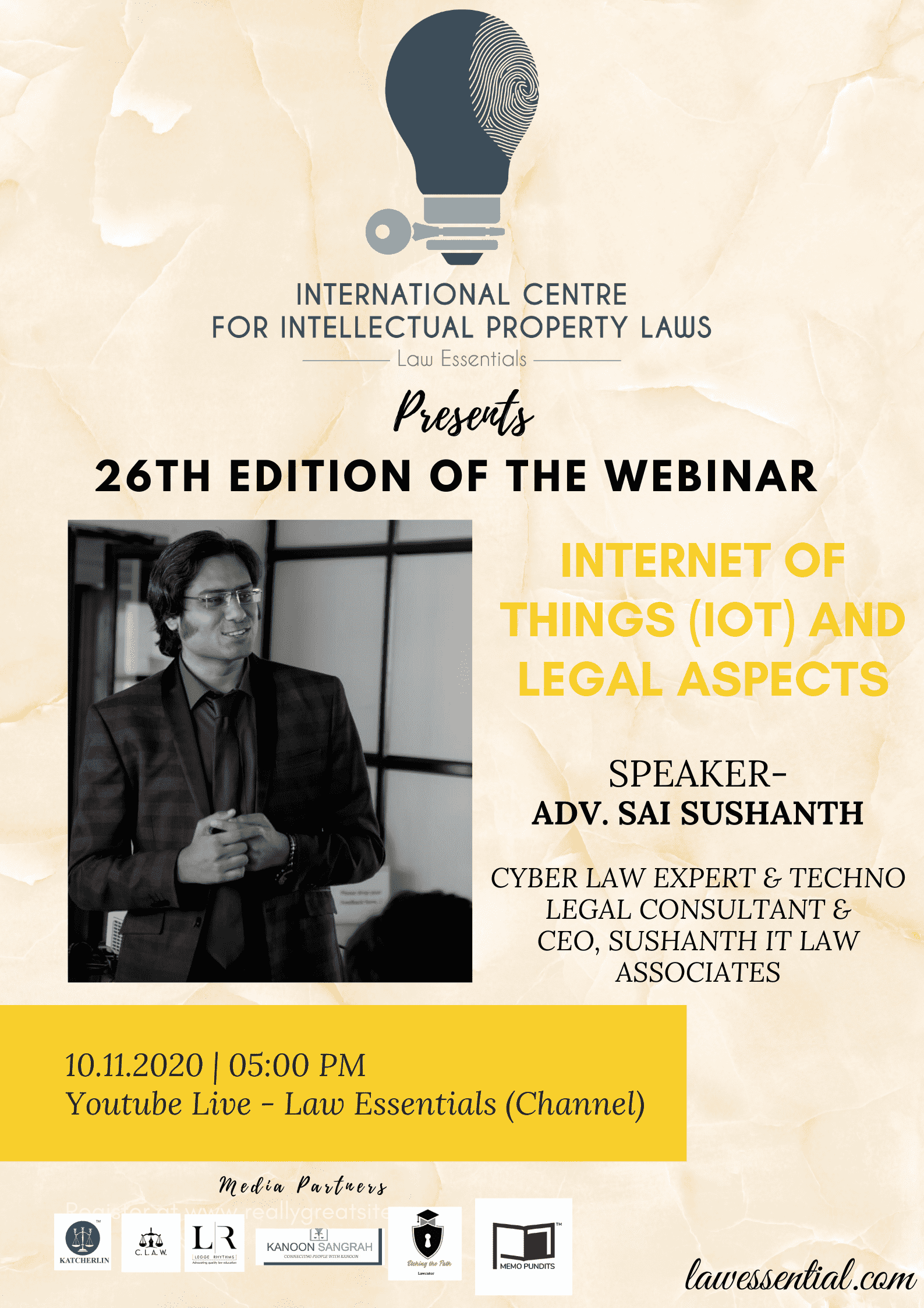 WEBINAR BY LAW ESSENTIALS INDIA ON INTERNET ON THINGS (IOT) & LEGAL ASPECTS (26th EDITION)